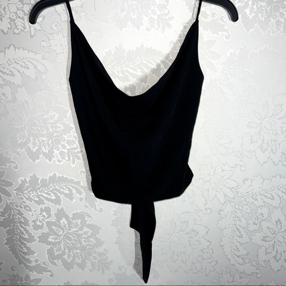 XS express black top with straps to tie in the back